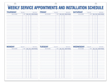 Route Sheet - Form 9927 - Weekly Appointments